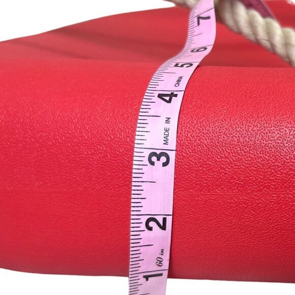 Beach Tote Red Rubber Canvas Lined Tote bag with braided rope handle - Picture 12 of 13